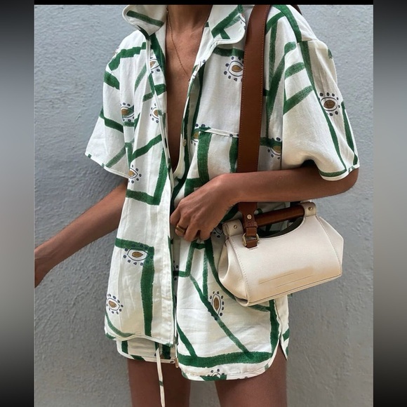 Print Drawstring Short & Shirt Set - Picture 2 of 4